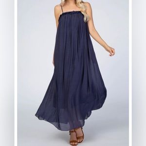 PinkBlush Navy Ruffle Maxi Dress